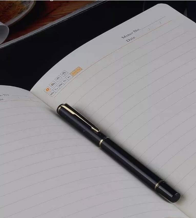 Coffret cadeau élégant Carnet en cuir Bleu avec stylo raffiné et recharge d’encre Bleu avec Clé USB Bleu